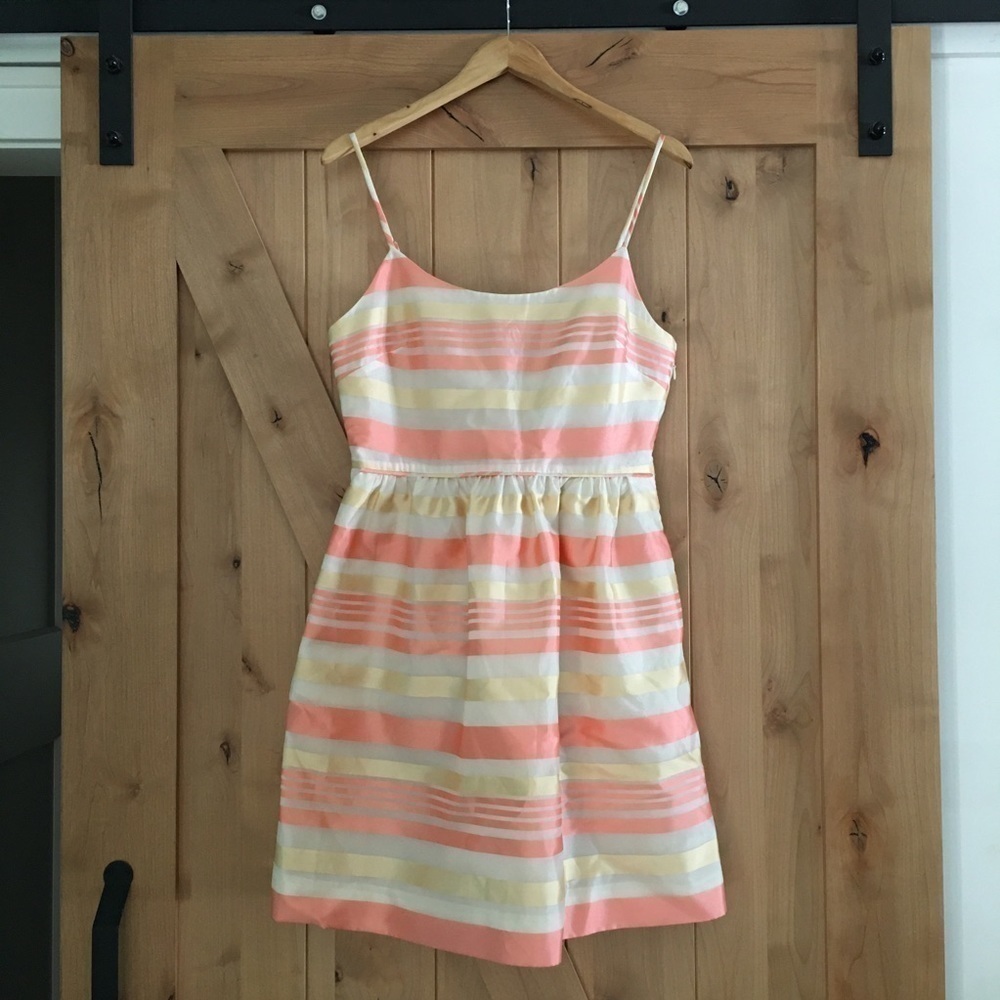 J. Crew Coral Striped Sleeveless Dress
